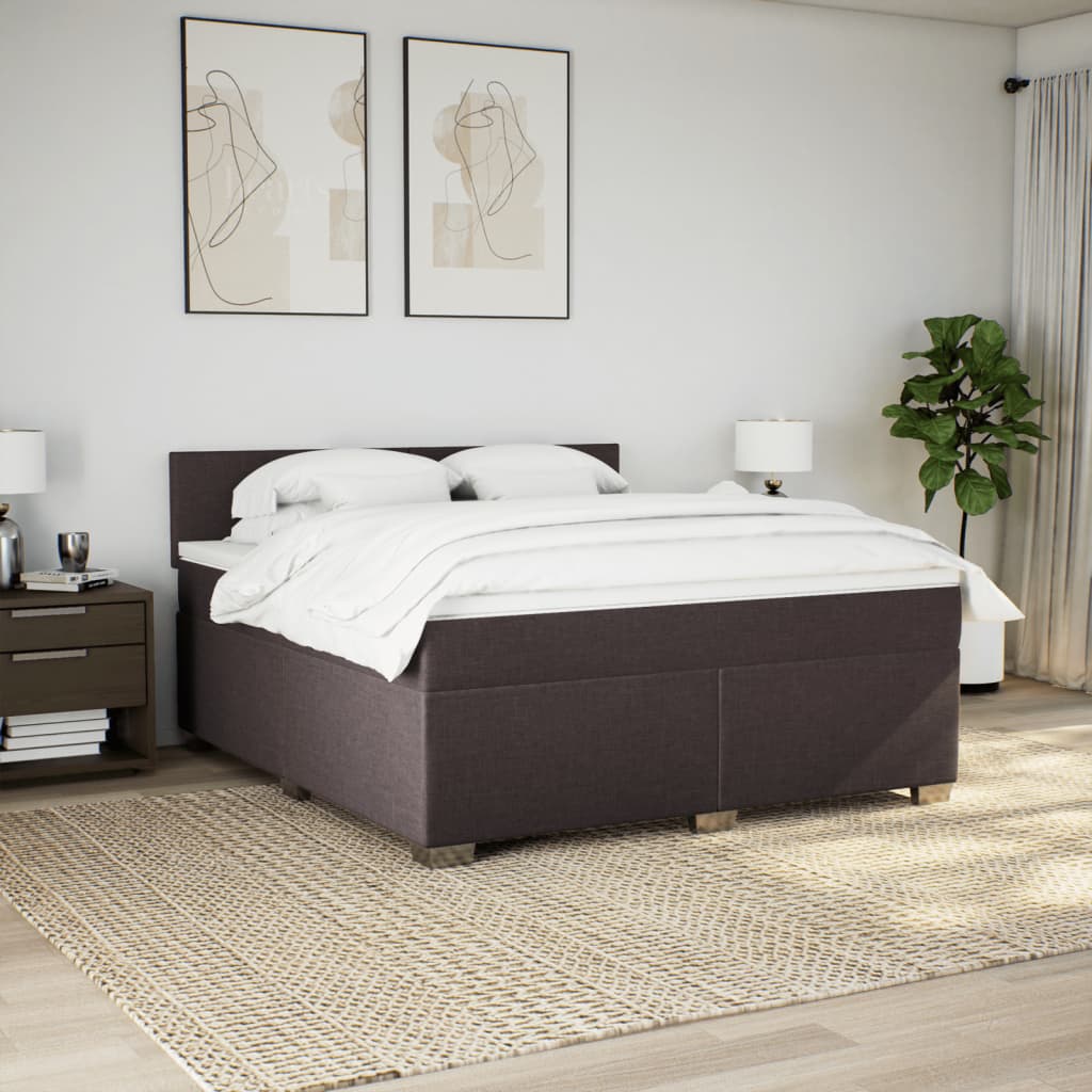 Boxspring met matras stof donkerbruin 180x200 cm