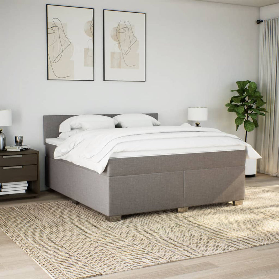 Boxspring met matras stof taupe 180x200 cm