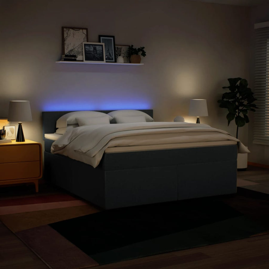 Boxspring met matras stof blauw 180x200 cm
