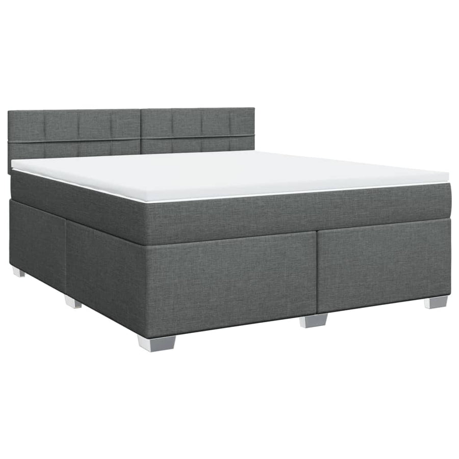 Boxspring met matras stof donkergrijs 180x200 cm