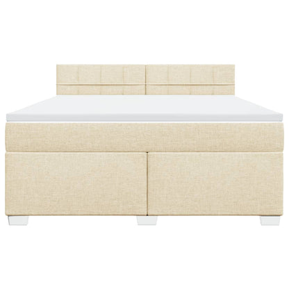 Boxspring met matras stof crèmekleurig 180x200 cm