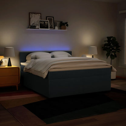 Boxspring met matras stof blauw 180x200 cm