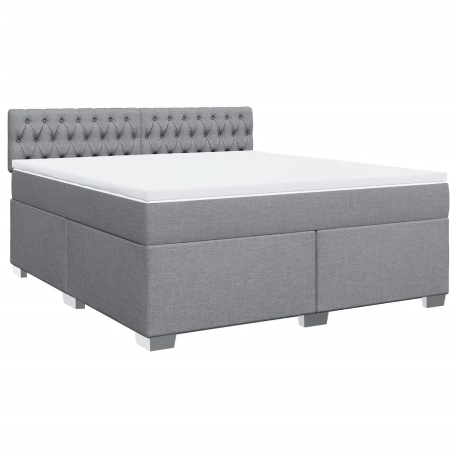 Boxspring met matras stof lichtgrijs 180x200 cm