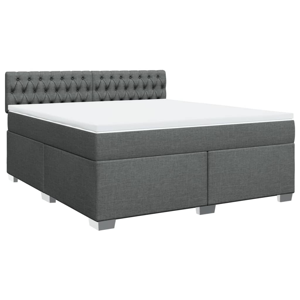 Boxspring met matras stof donkergrijs 180x200 cm
