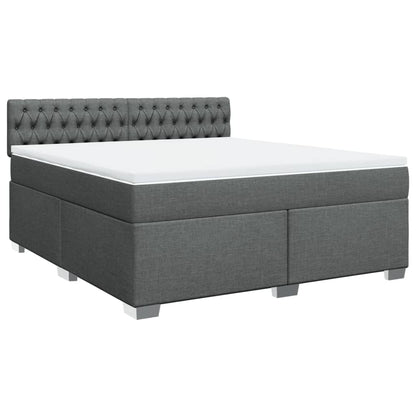 Boxspring met matras stof donkergrijs 180x200 cm