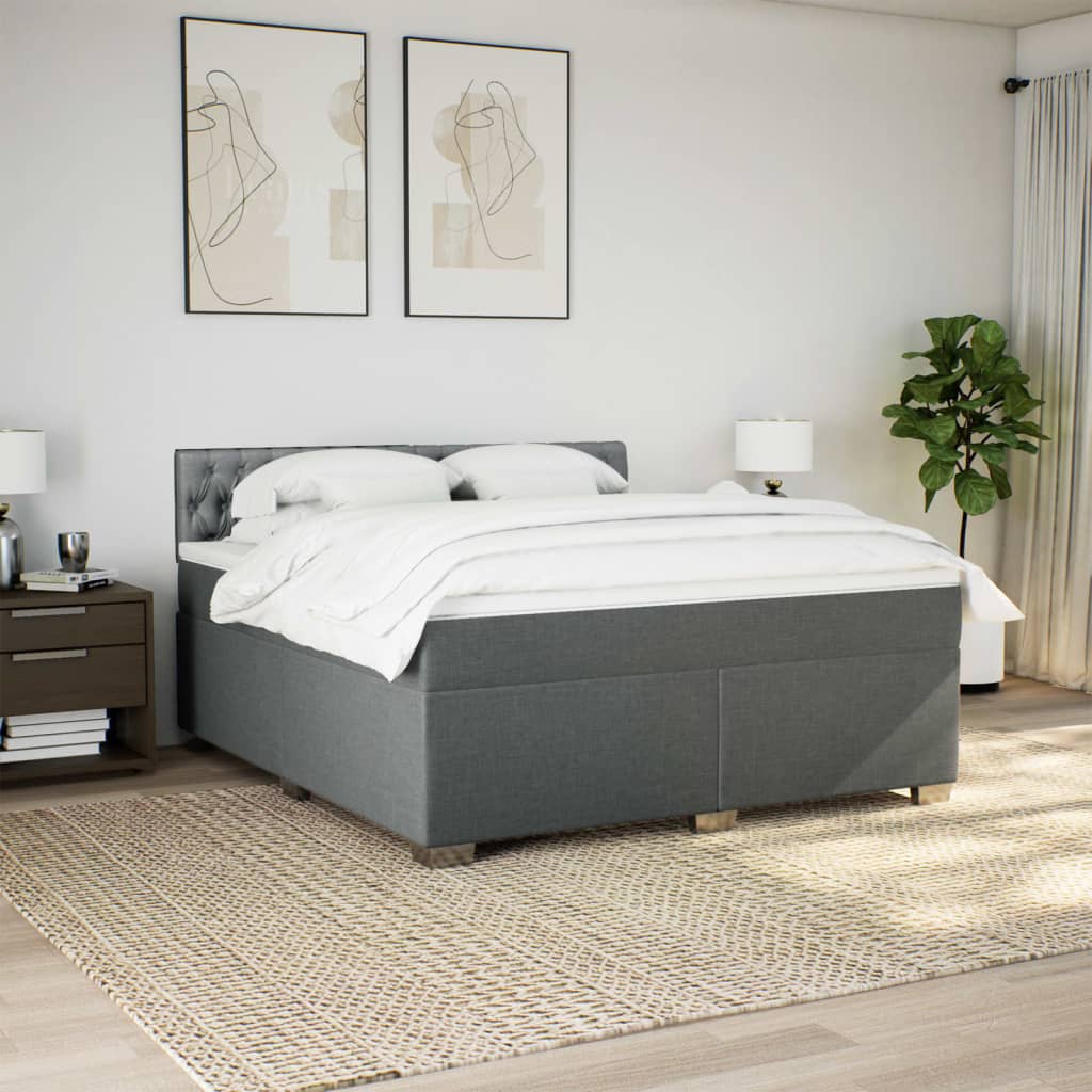 Boxspring met matras stof donkergrijs 180x200 cm