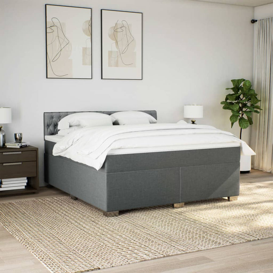 Boxspring met matras stof donkergrijs 180x200 cm