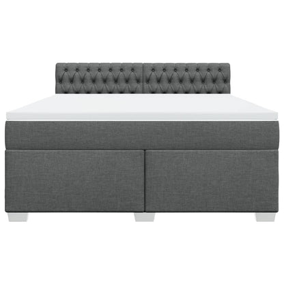 Boxspring met matras stof donkergrijs 180x200 cm