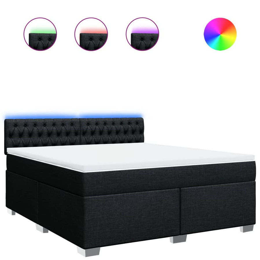 Boxspring met matras stof zwart 180x200 cm