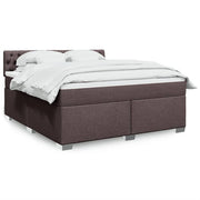 Box spring with mattress dark brown fabric 180x200 cm