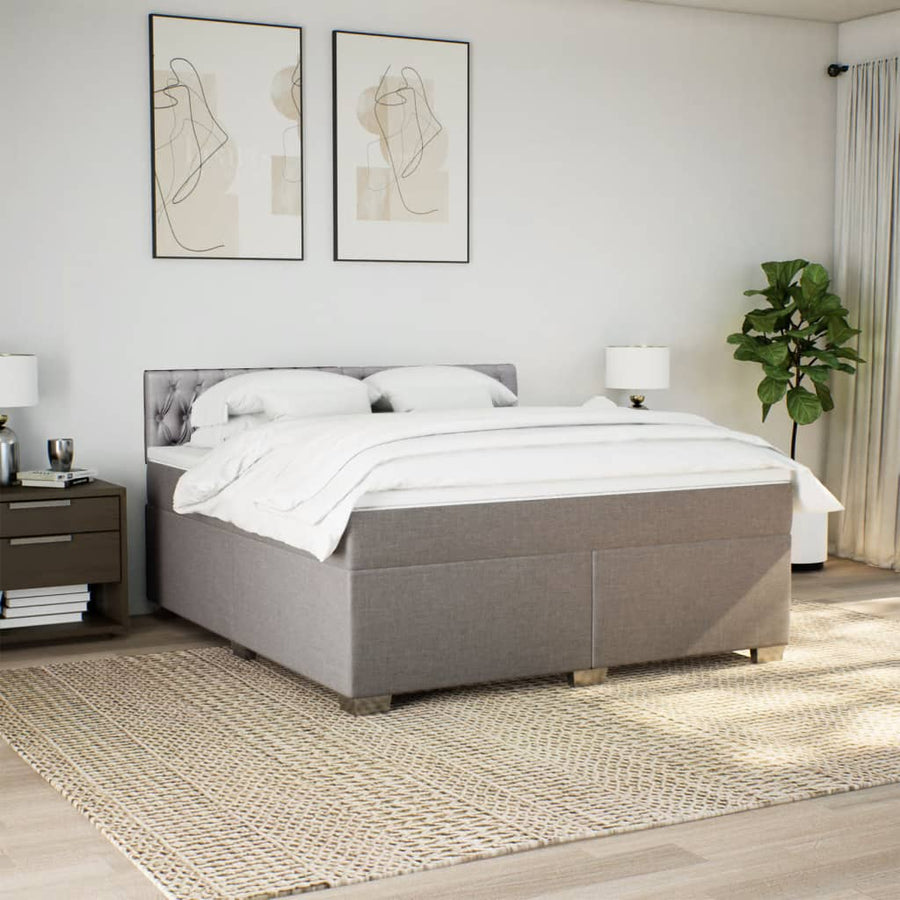 Boxspring met matras stof taupe 180x200 cm