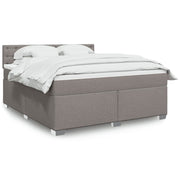 Box spring with fabric mattress taupe 180x200 cm