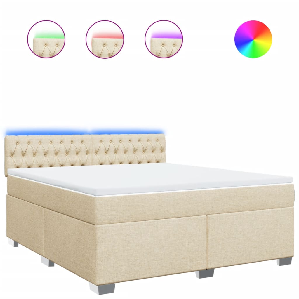 Boxspring met matras stof crèmekleurig 180x200 cm