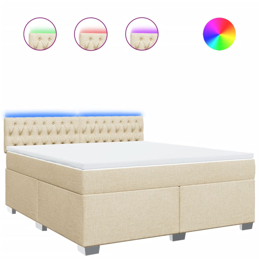 Boxspring met matras stof crèmekleurig 180x200 cm
