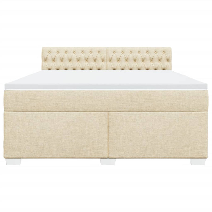 Boxspring met matras stof crèmekleurig 180x200 cm