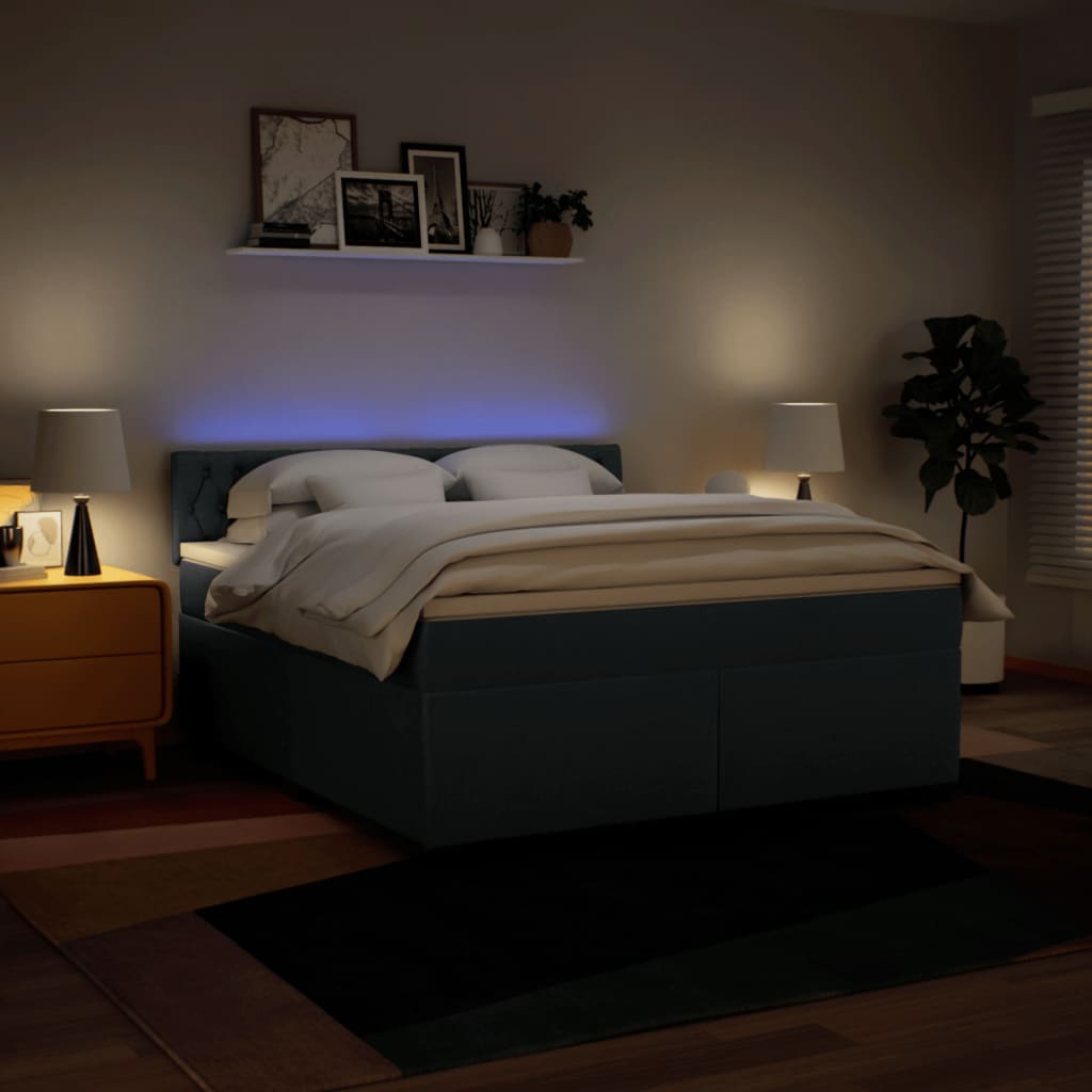 Boxspring met matras stof blauw 180x200 cm