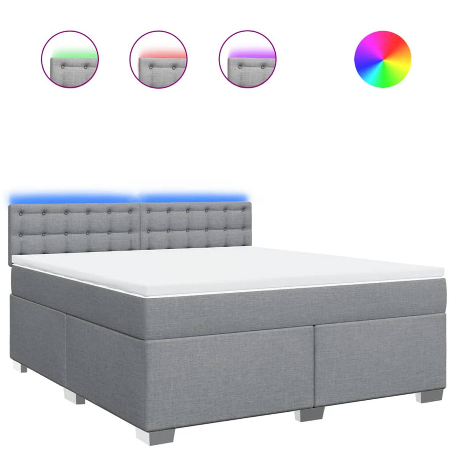 Boxspring met matras stof lichtgrijs 180x200 cm