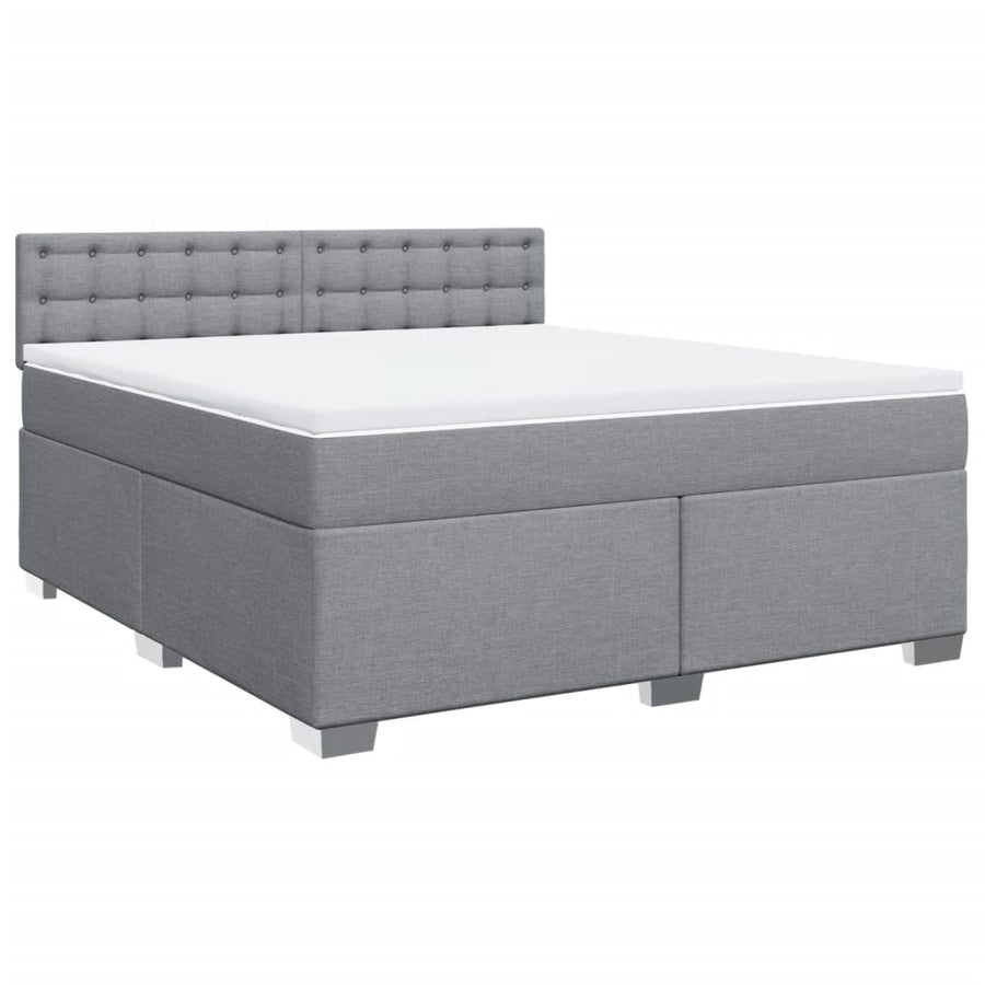 Boxspring met matras stof lichtgrijs 180x200 cm