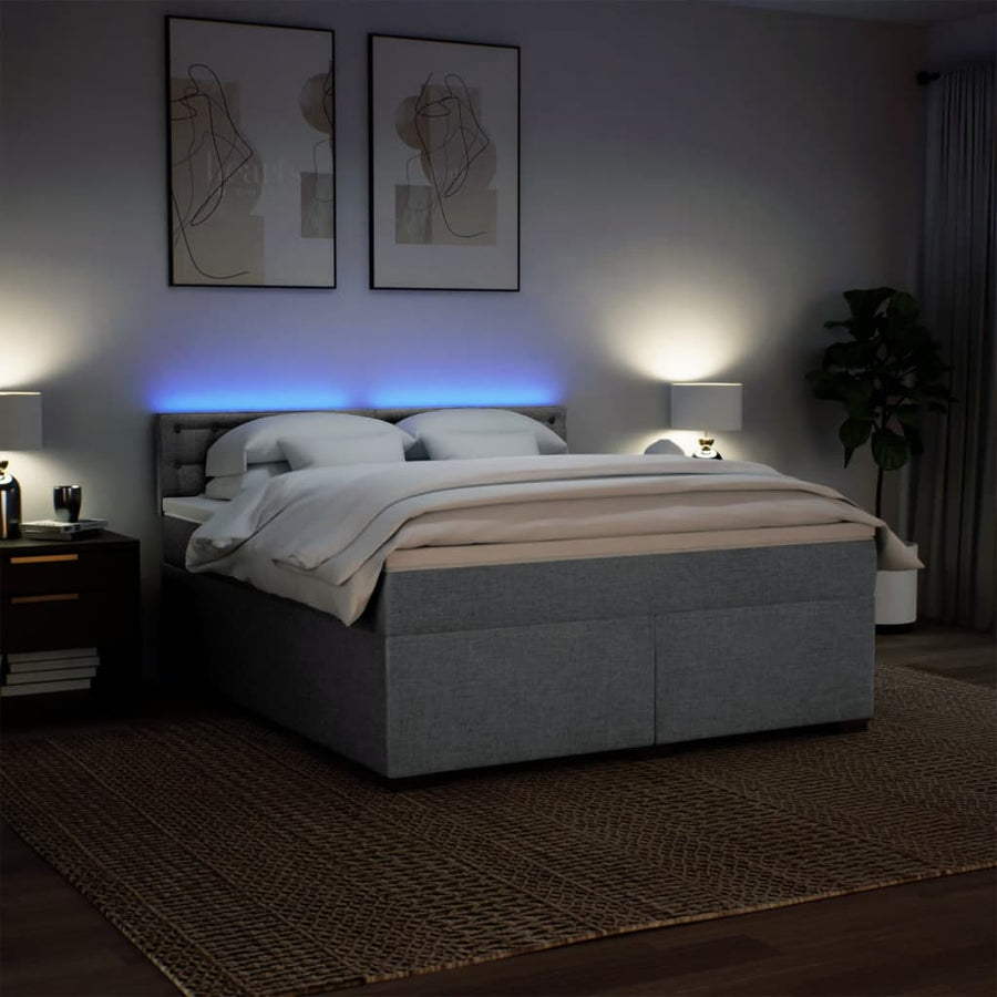 Boxspring met matras stof lichtgrijs 180x200 cm