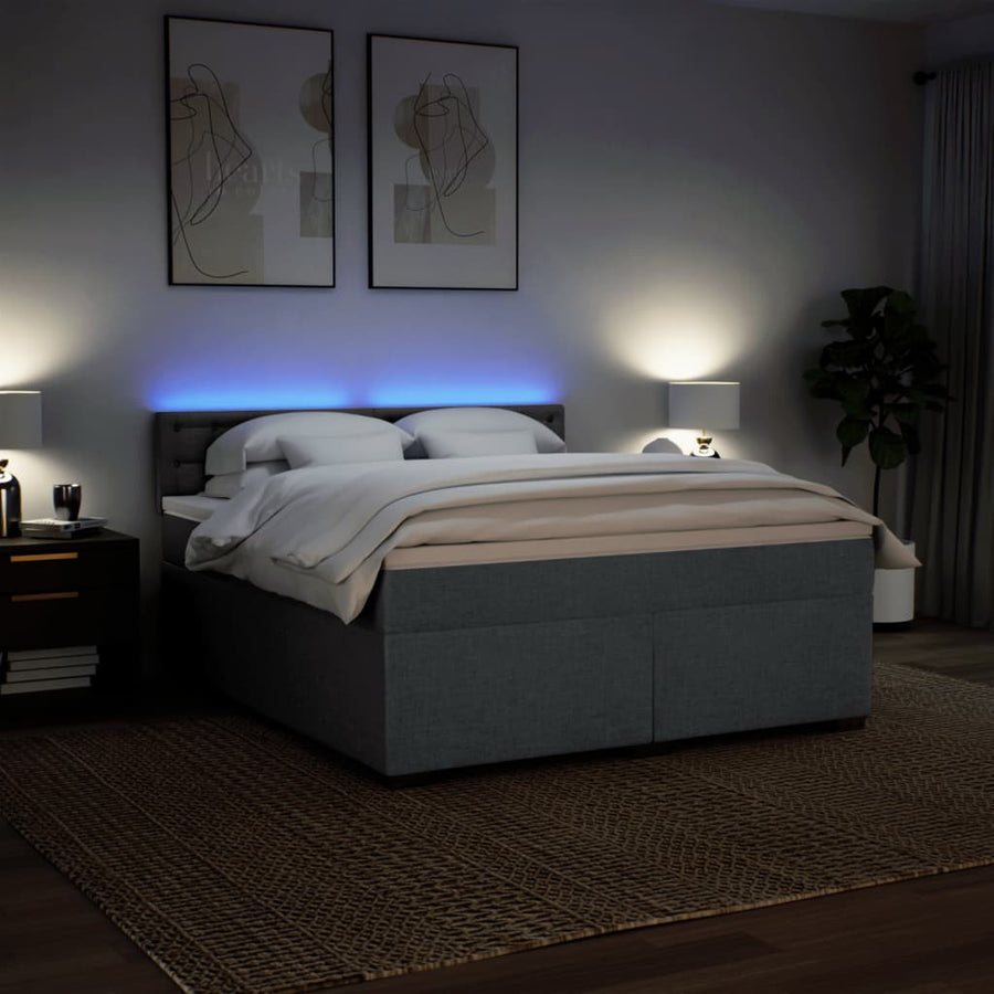 Boxspring met matras stof donkergrijs 180x200 cm