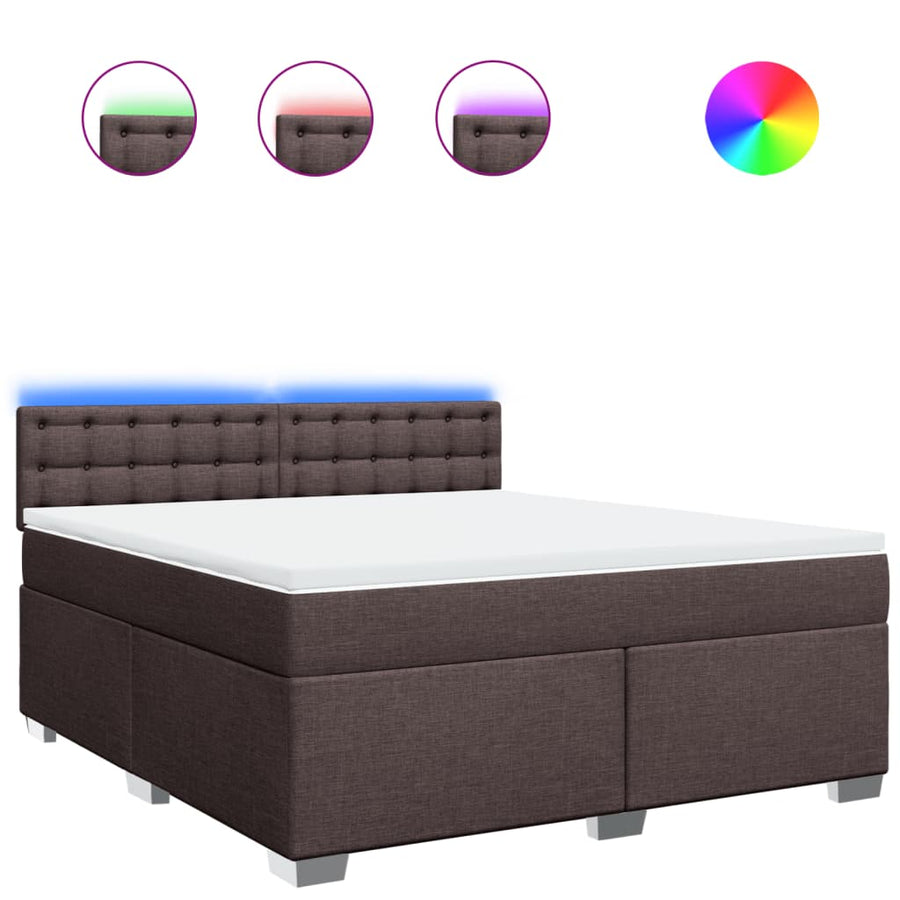 Boxspring met matras stof donkerbruin 180x200 cm