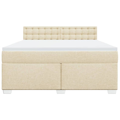 Boxspring met matras stof crèmekleurig 180x200 cm