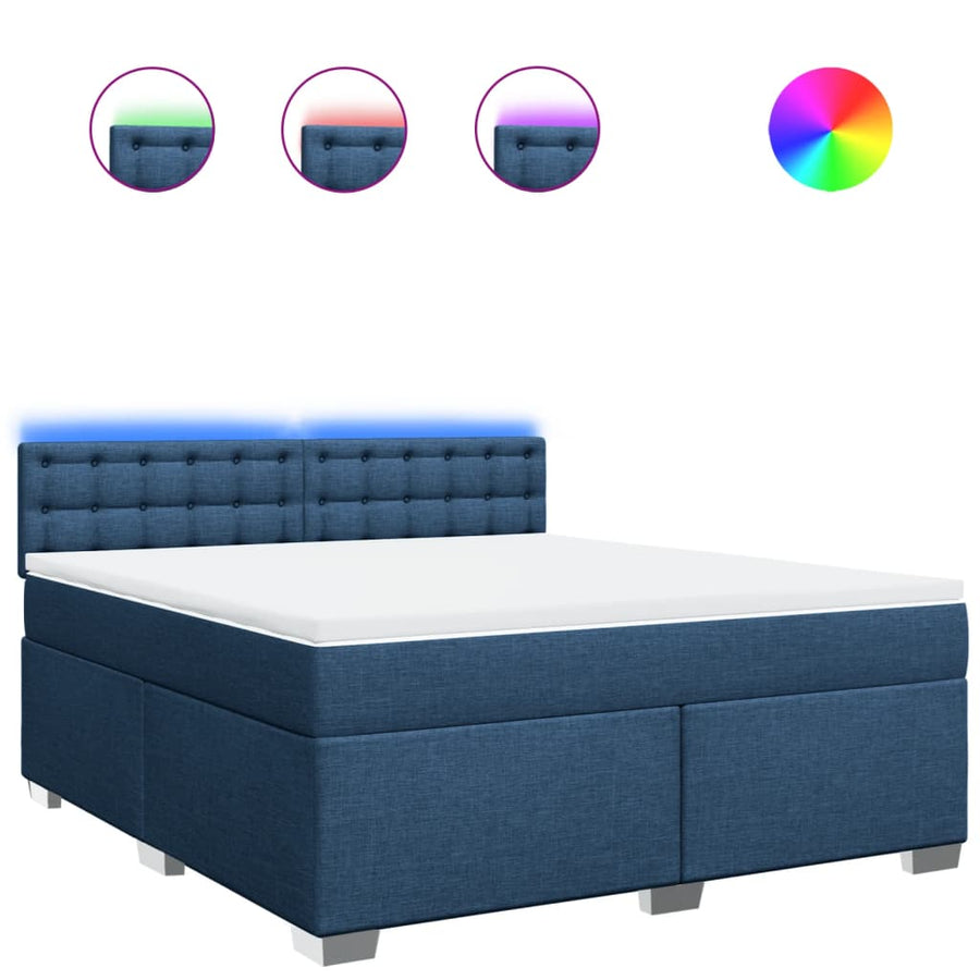 Boxspring met matras stof blauw 180x200 cm