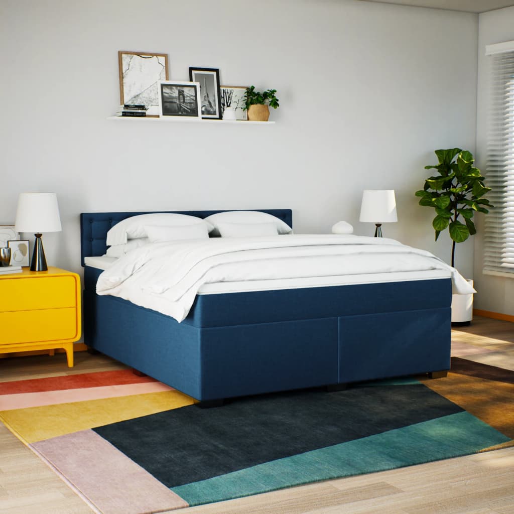Boxspring met matras stof blauw 180x200 cm