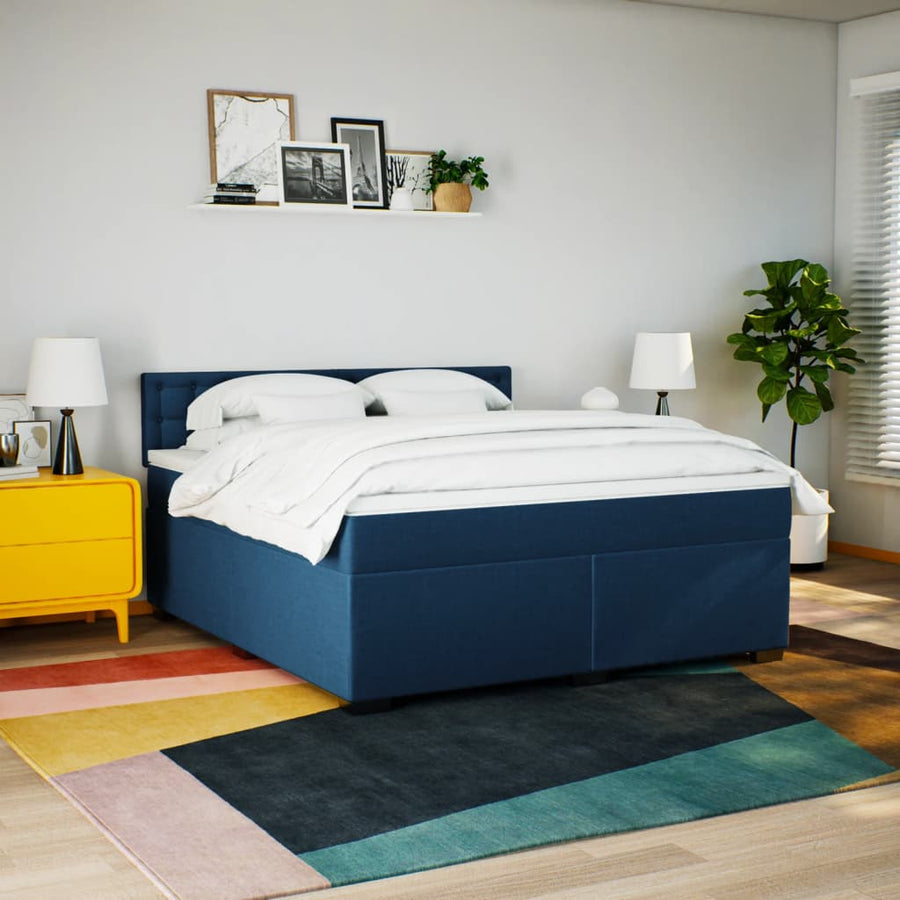 Boxspring met matras stof blauw 180x200 cm