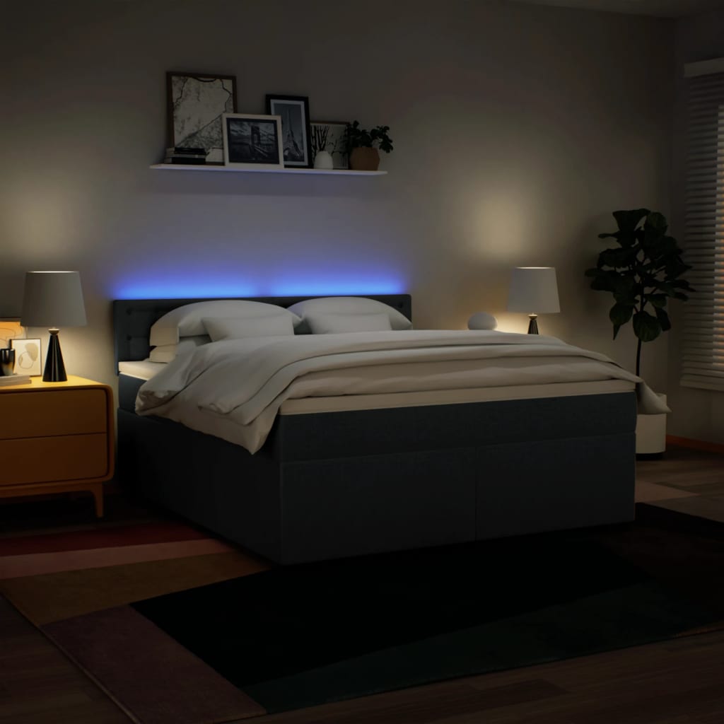 Boxspring met matras stof blauw 180x200 cm