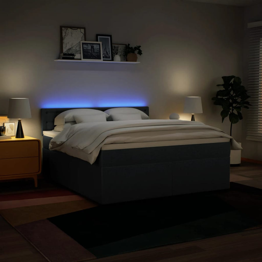 Boxspring met matras stof blauw 180x200 cm