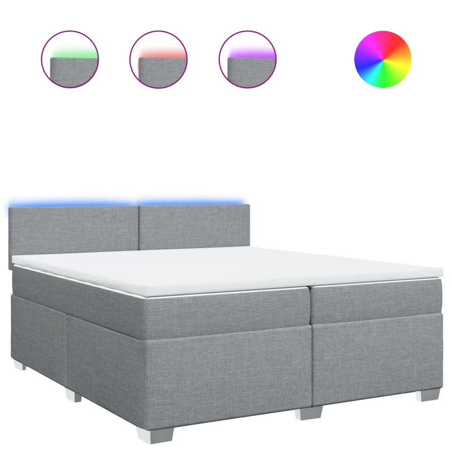 Boxspring met matras stof lichtgrijs 200x200 cm