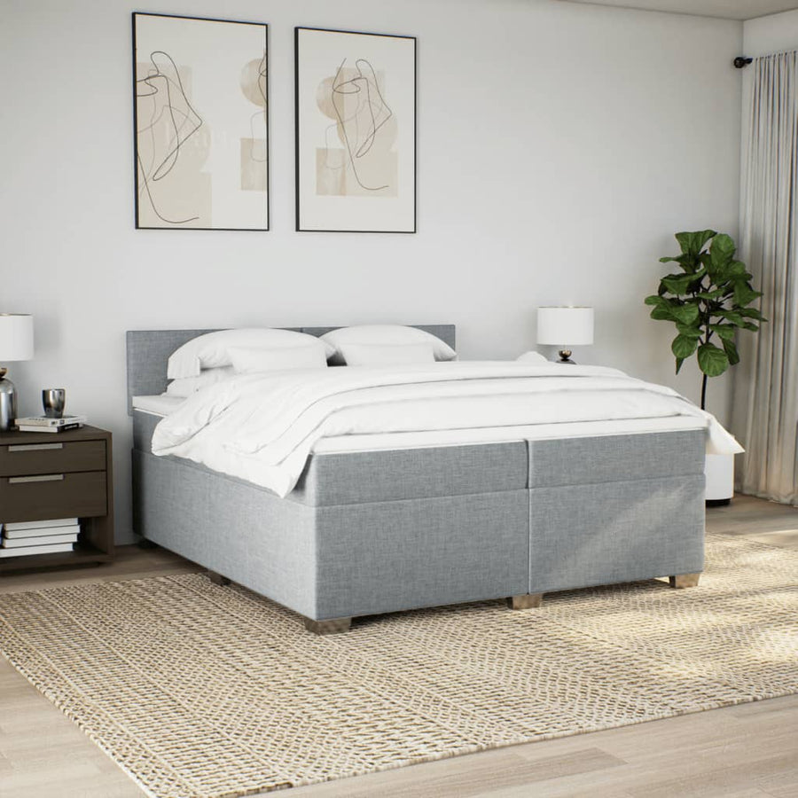 Boxspring met matras stof lichtgrijs 200x200 cm