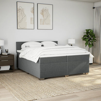 Boxspring met matras stof donkergrijs 200x200 cm