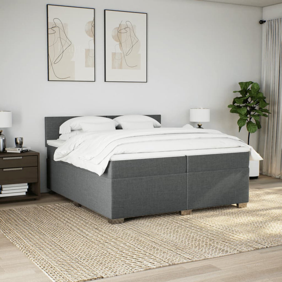 Boxspring met matras stof donkergrijs 200x200 cm