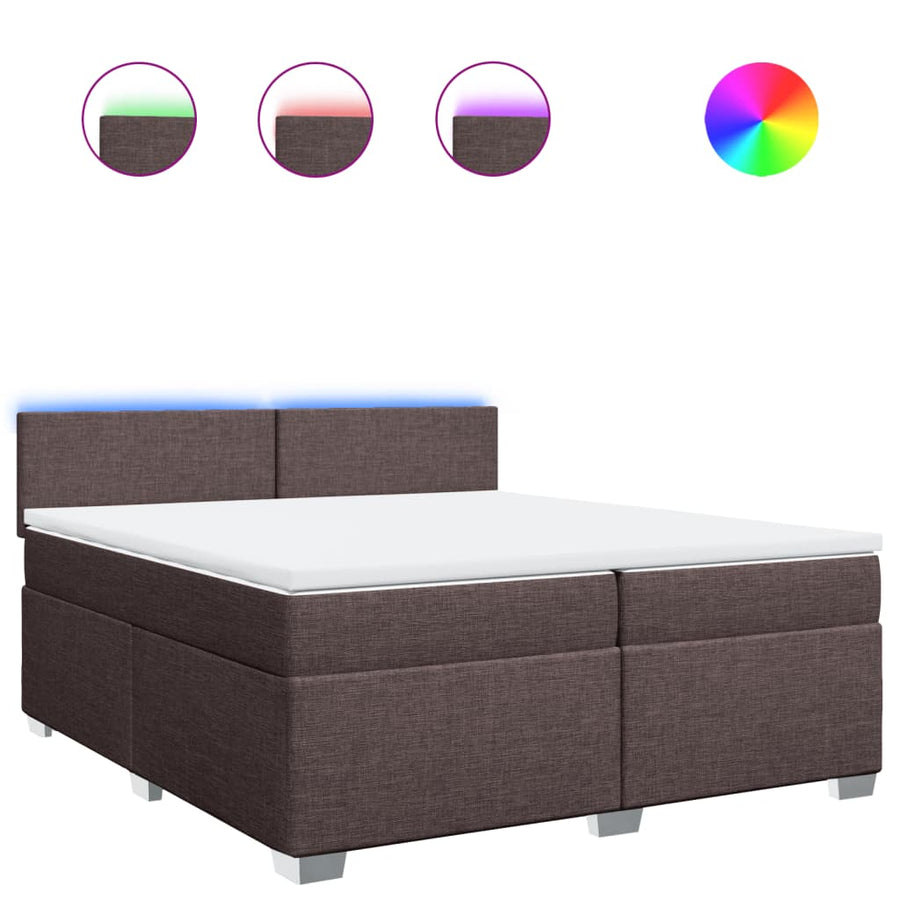Boxspring met matras stof donkerbruin 200x200 cm