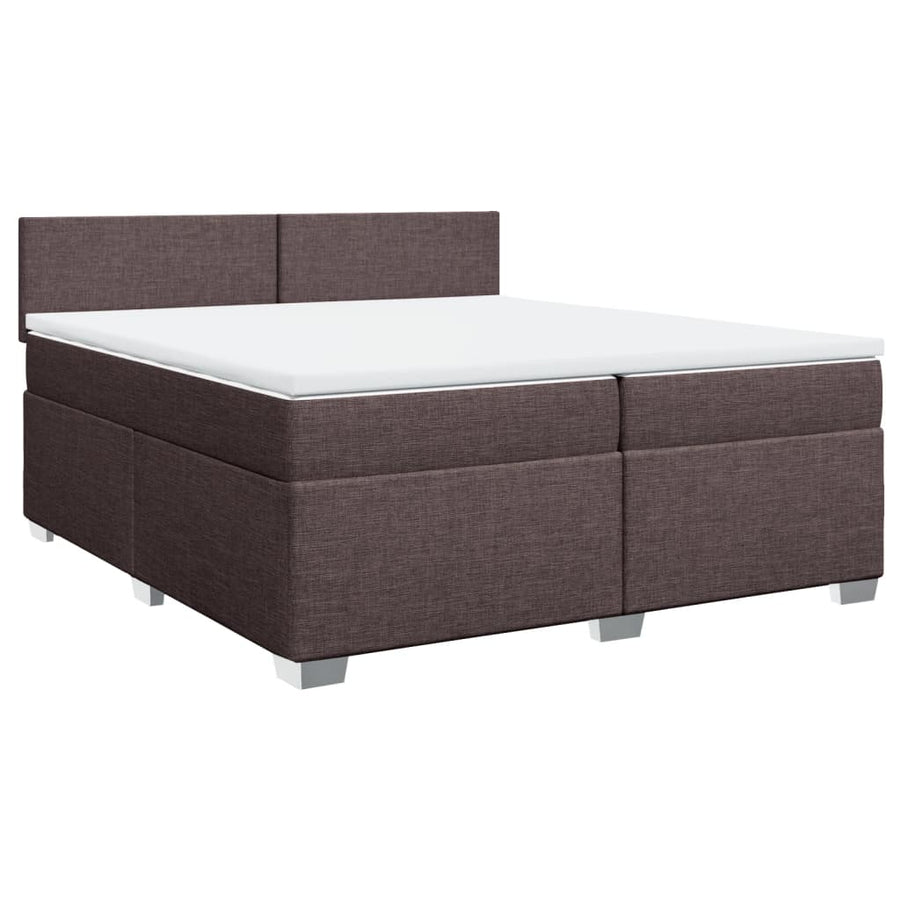 Boxspring met matras stof donkerbruin 200x200 cm