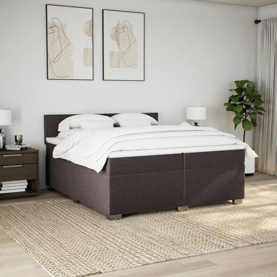 Boxspring met matras stof donkerbruin 200x200 cm