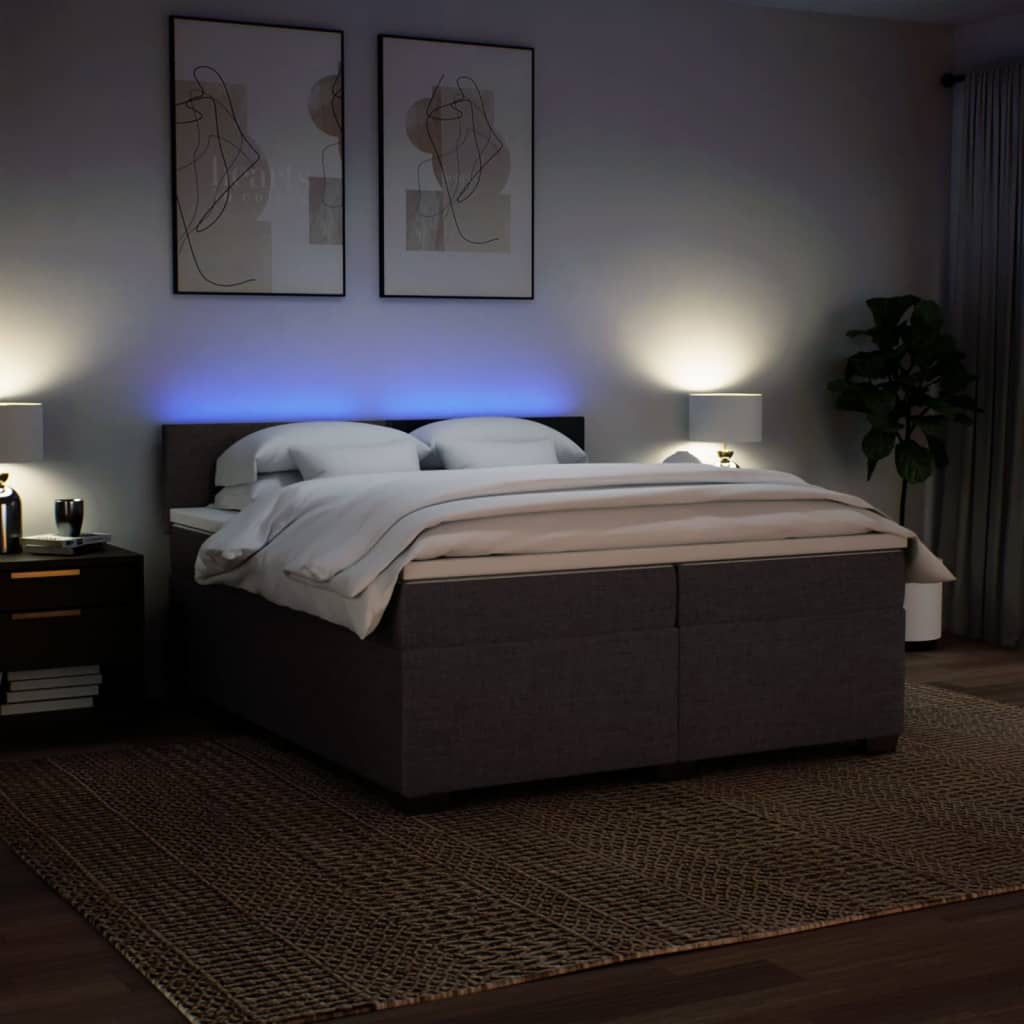 Boxspring met matras stof donkerbruin 200x200 cm