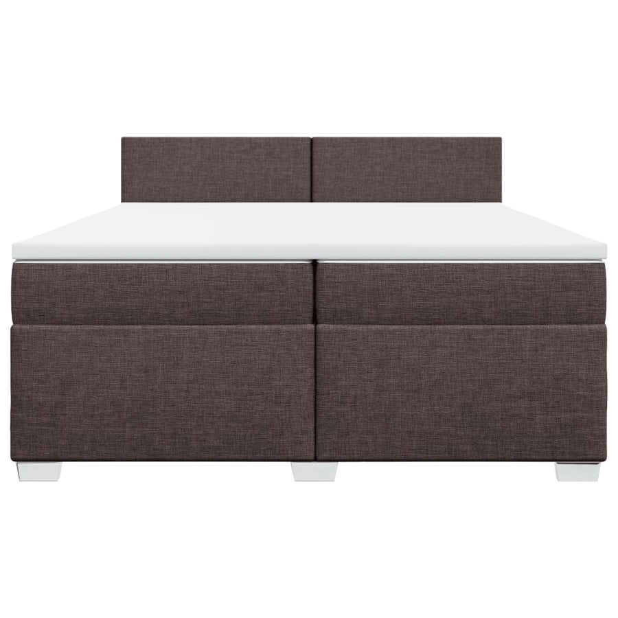 Boxspring met matras stof donkerbruin 200x200 cm