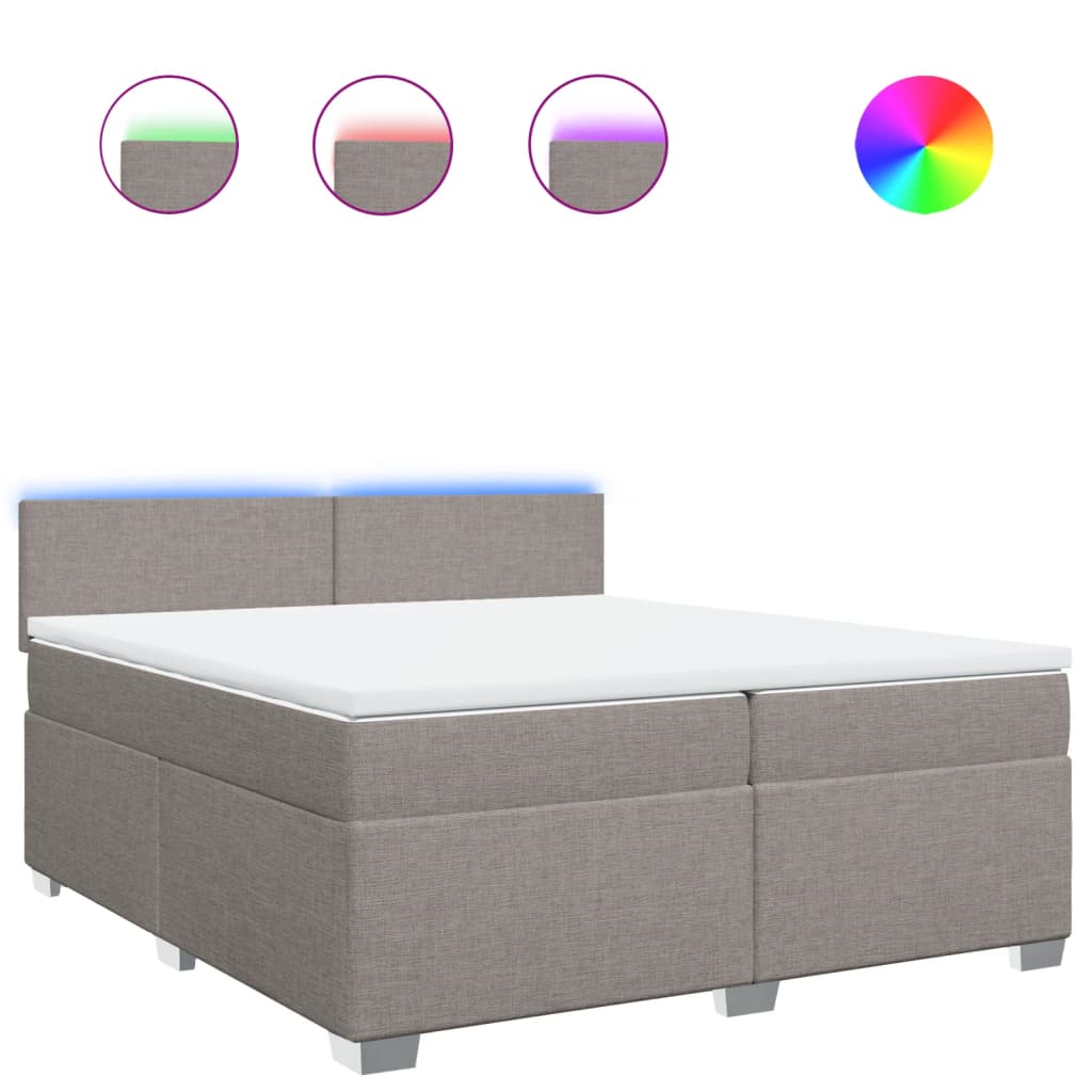 Boxspring met matras stof taupe 200x200 cm
