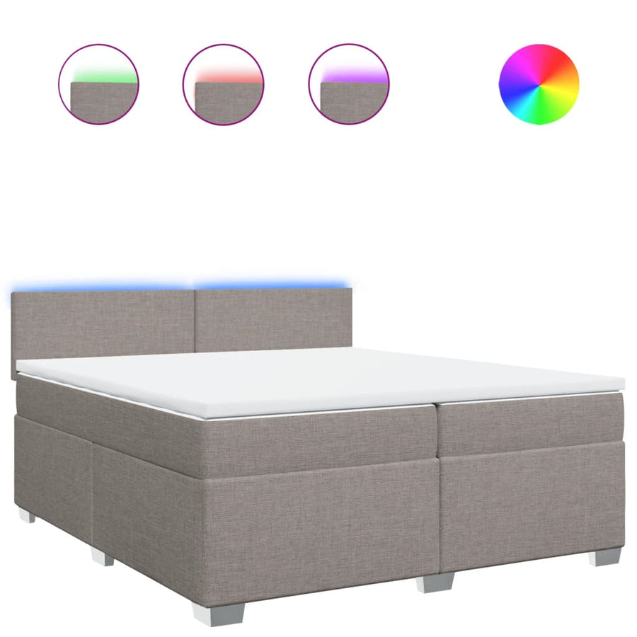 Boxspring met matras stof taupe 200x200 cm