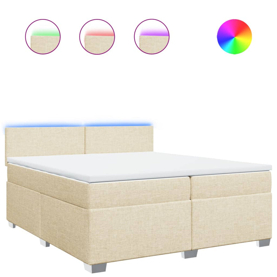 Boxspring met matras stof crèmekleurig 200x200 cm