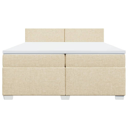 Boxspring met matras stof crèmekleurig 200x200 cm