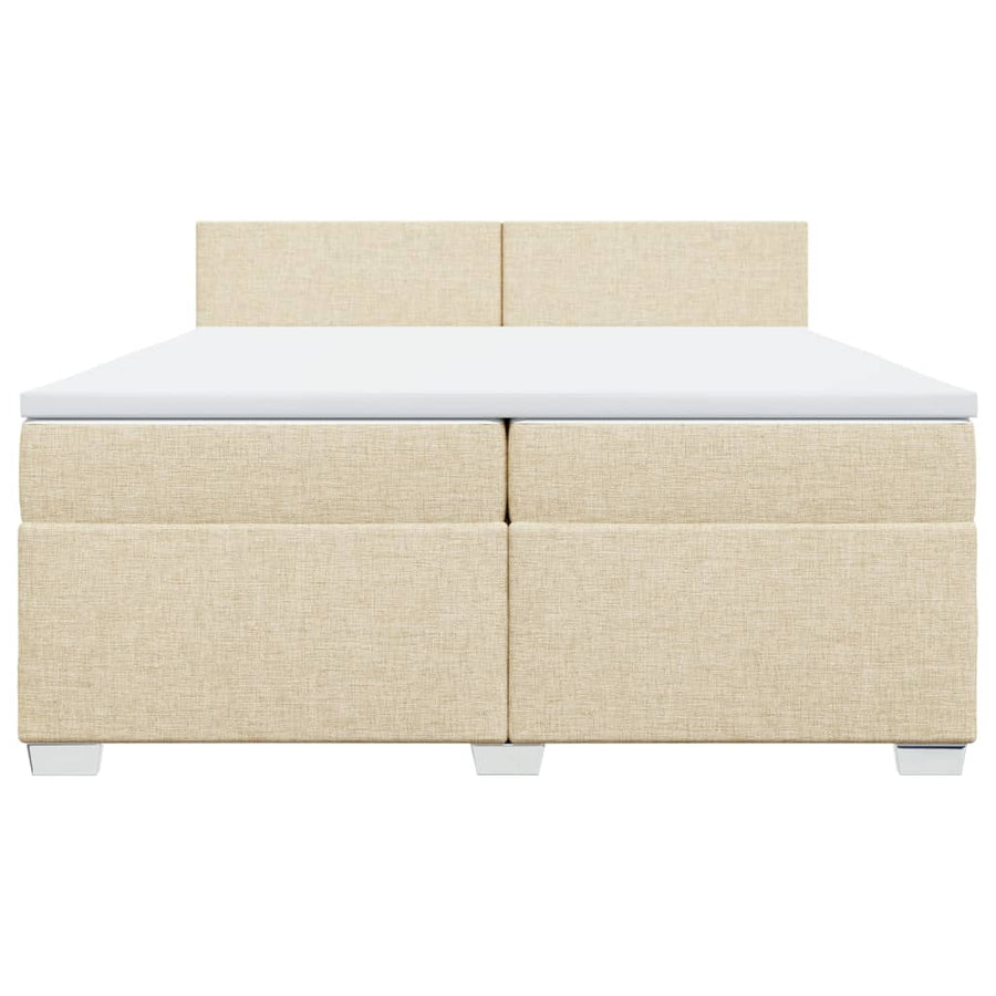 Boxspring met matras stof crèmekleurig 200x200 cm