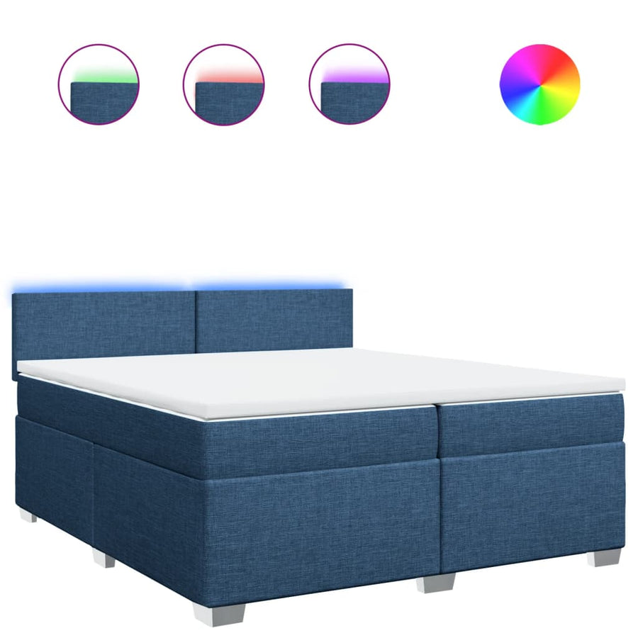 Boxspring met matras stof blauw 200x200 cm
