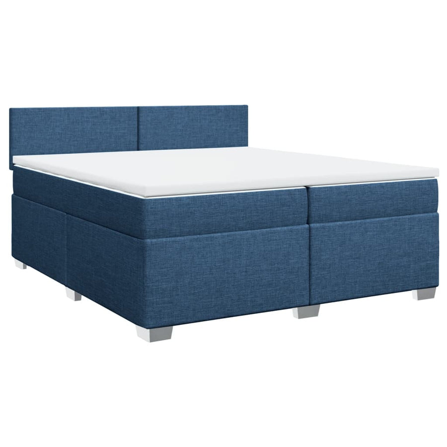 Boxspring met matras stof blauw 200x200 cm