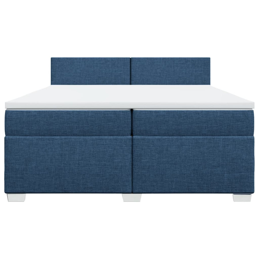 Boxspring met matras stof blauw 200x200 cm