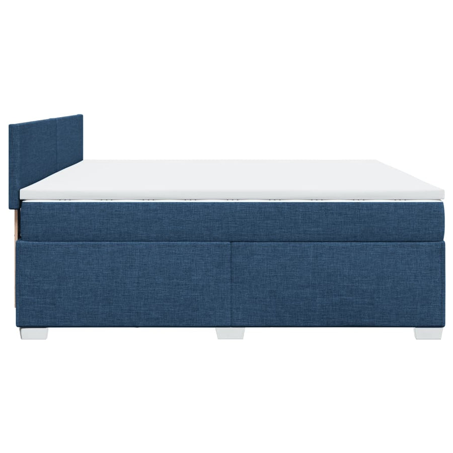 Boxspring met matras stof blauw 200x200 cm