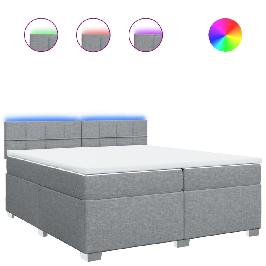Boxspring met matras stof lichtgrijs 200x200 cm